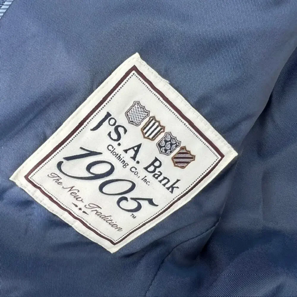 Jos A Bank 2pc Slim Fit Suit Jacket 41R Pants 35x30 Blue Double Vent 2 Button